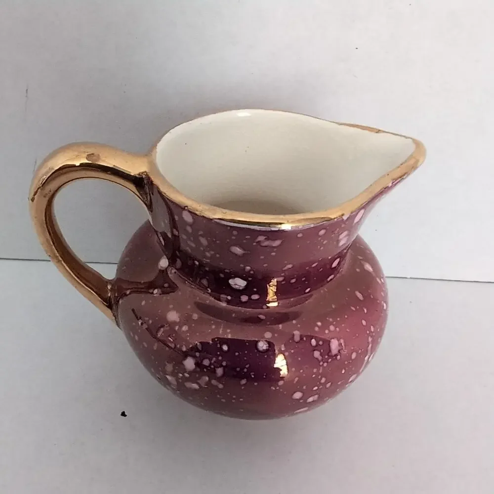 Grays Pottery Mini Pitcher Creamer Stoke On Trent England Purple Gold Lusterware